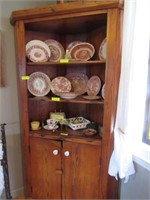 Wormy Chestnut Corner Cupboard: 3 Open Shelves Ove