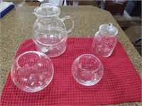 Crystal Teapot, Princess House Rose Bowls