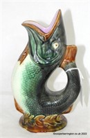 Antique English Majolica Gurgling Fish Jug/ Vase