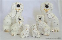 3 Pairs Beswick Spaniel Dogs White / Gold