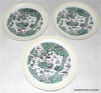 Three 1960s Poole Pottery Poole Harbour Map Plates