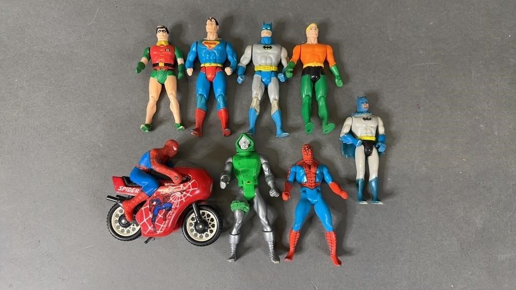 8pc Vtg 1980s Marvel & DC Action Figures