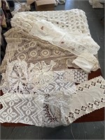 Large Lot Of Crochet Table & Bed Covers