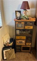 J - CABINET W/ CONTENTS, LAMP & MORE (M13)