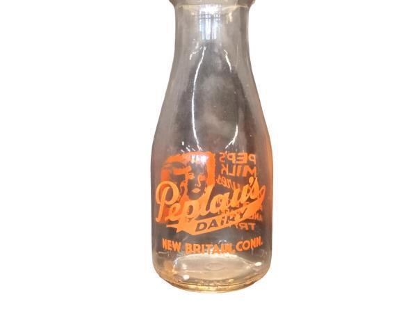 Vintage Peps Dairy Milk Glass Bottle with Orange L