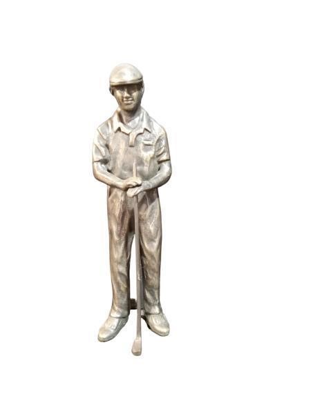 Detailed Bronze Statue of Golfer - Man Holding Gol