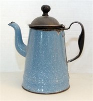 White speckled on light blue agate teapot