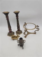 Estate Brass, Candle Holders, Crystal Ball Stand