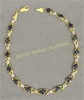 14k Gold 7" Sapphire Tennis Bracelet. 3.9 Dwt.
