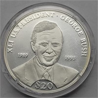 .999 SILVER GOERGE BUSH PRESIDENTIAL $20 COIN