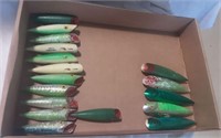 Box lot of fishing lures with hooks