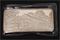 1 OZ SILVER ART BAR - COVERED BRIDGE