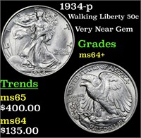 1934-p Walking Liberty Half Dollar 50c Grades Choi