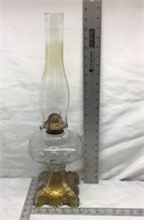 C1) ANTIQUE REVERSE PAINTED OIL LAMP, 22" TALL, IN