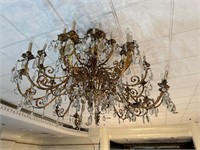 24 Light, Gold Metal, Crystal Chandelier