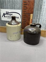 PAIR OF CROCK JUGS, USUAL AGE CHIPS/ CRACKS