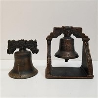 Copper Finish Metal Liberty Bell Bookend & Bell