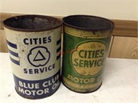 Lot of 2 Vintage Cities Service Motor Oil Cans 1qt