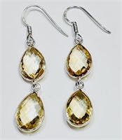 925 Sterling Silver 12.60 cts Citrine Earrings