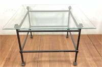 Contemporary Metal Base & Glass Top Coffee Table