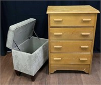 (4) Drawer Chest Of Drawers & Mini Ottoman