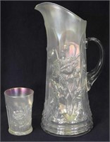 Oriental Poppy tankard water pitcher w/ 1 tumbler