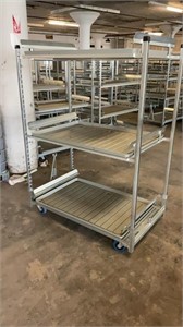 (2) DANISH TROLLEY, TOWABLE W/ 3 shelves 32x56x75