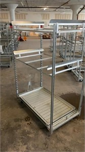 (2) DANISH TROLLEY, TOWABLE W/ 3 shelves, 1 trays