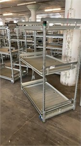 (2) DANISH TROLLEY, TOWABLE W/ 3 shelves 32x56x75