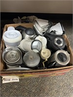 box of vintage coffee pots, electric, etc. and 2