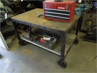 36x52 rolling steel table with new Wilton vise