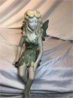 Sitting Ceramic Garden Fairy, Light Turquois