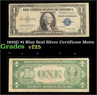 1935G $1 Blue Seal Silver Certificate Grades vf+ M