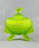 Westmoreland Glass Dolphin Footed Green Candy Dish