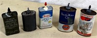 5 pcs- Vintage 4 oz oil cans