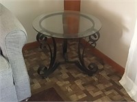 ROUND GLASS TOP TABLE WITH HEAVY METAL BASE - NICE