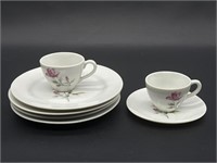 2- Small Teacups, 1- Saucer, & 4- Plates