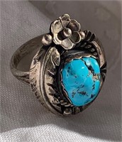 Sterling Silver Navajo Ring w/ Turquoise Sz 7