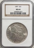 1897P Morgan Silver Dollar NGC MS64