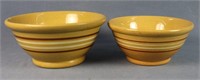 (2) Banded Yellow Ware Mixing Bowls