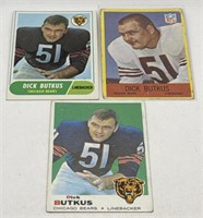 (J) 3 Vintage Dick Butkus Chicago Bears Football