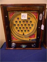 Vintage Coin & Ball Penny Slot Machine w/ Oak Case