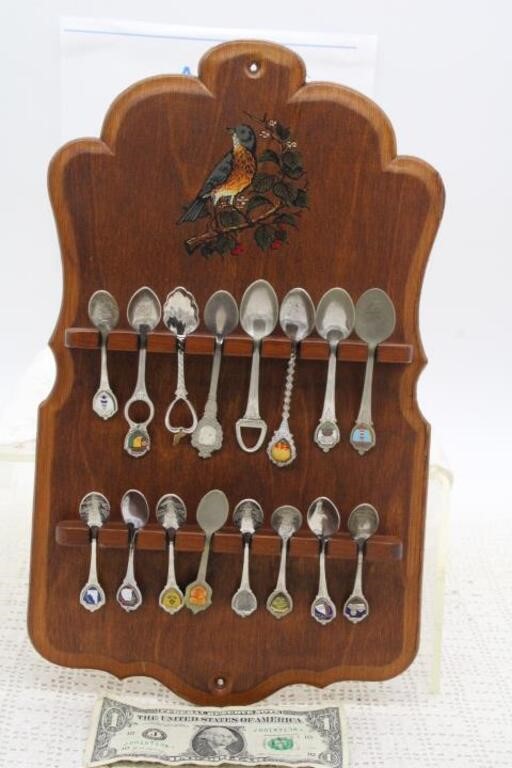 SOUVENIR SPOONS IN SPOON RACK