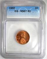 1955 Cent ICG MS67 RD LISTS $800