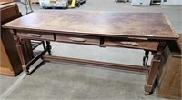 ANTIQUE WOOD DINING TABLE W/ DRAWERS