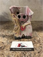 Clay/ stoneware pig  6 in tall