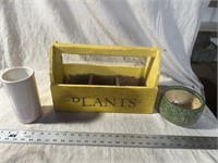 Primitive planter box, vase, planter