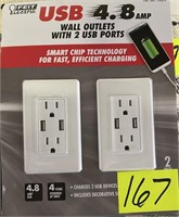 feit electric wall outlets w/ usb ports 2pack
