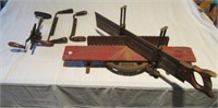 Vintage tool items that includes, miter saw,