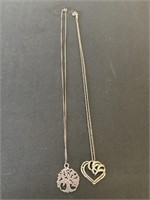2 Sterling Silver Necklaces - 1 Tree Of Life.